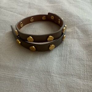 Tori Burch Gray Leather Wrap Bracelet